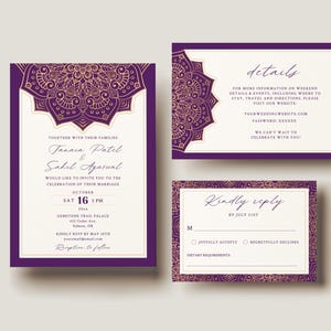 EDITABLE | Gold Mandala Wedding Invitation Template Set, 0026AA