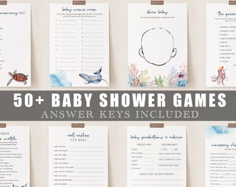 EDITABLE | Ocean Baby Shower Games Bundle, Nautical Baby Shower Games Bundle, Printable Baby Shower Games, Digital Download, 0012AA