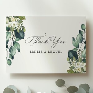 EDITABLE | Thank You Card, Eucalyptus Greenery Printable Thank You Card, Editable Template, Digital Instant Download, DIY, 0006AA