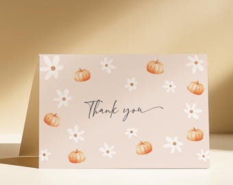 Pumpkin Thank You Card, Editable Template, 0063AA