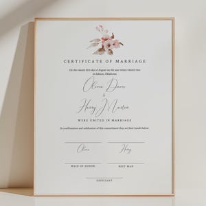 EDITABLE | Floral Marriage Certificate Template, 0025AA
