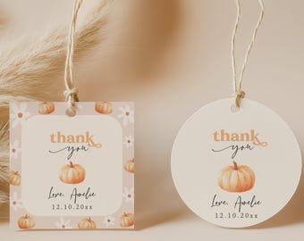 Pumpkin Gift Tag, Editable Template, 0063AA