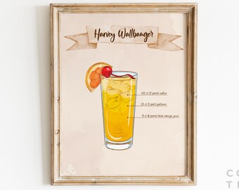 EDITABLE | Harvey Wallbanger Cocktail Sign Template, 0007AA