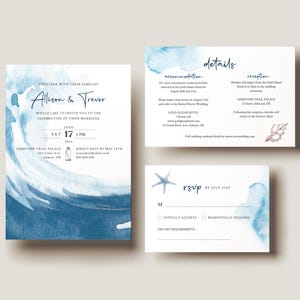 EDITABLE | Ocean Wedding Invitation Template Set, 0012AA