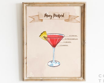 EDITABLE | Mary Pickford Cocktail Sign Template, 0007AA