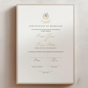 EDITABLE | White and Gold Pumpkin Marriage Certificate Template, 0017AA