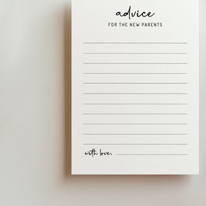 EDITABLE | Minimalist Advice For The New Parents Card Template, 0001AA