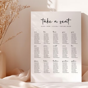 EDITABLE | Minimalist Seating Chart Template, Alphabetical and Table Order, 0001AA
