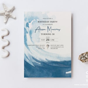 EDITABLE | Ocean Birthday Party Invitation Template, 0012AA