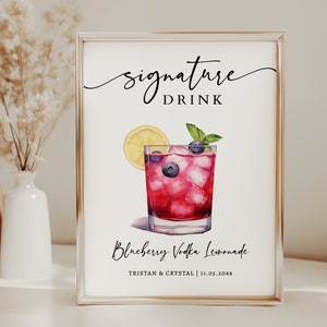 EDITABLE | Blueberry Vodka Lemonade Bar Sign Template, 0042AA