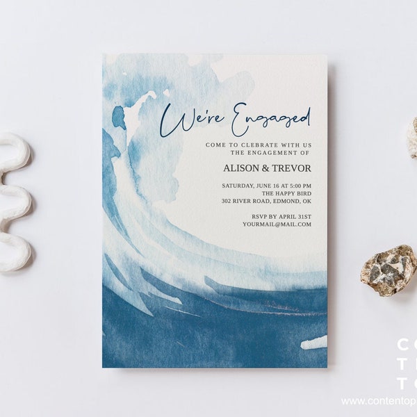 EDITABLE | Ocean Engagement Party Invitation Template, 0012AA