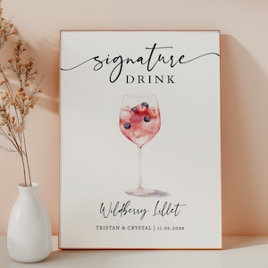 EDITABLE | Wildberry Lillet Bar Sign Template, 0042AA