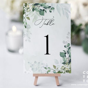 EDITABLE | Eucalyptus Table Number Template, 0006AA