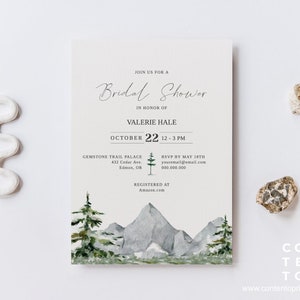 EDITABLE | Mountain Bridal Shower Invitation Template, 0018AA