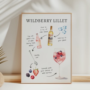 EDITABLE | Wild Berry Lillet Bar Sign Template, 0042AA