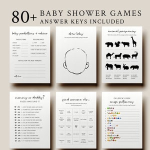 EDITABLE | Minimalist Baby Shower Games Bundle, Templates, 0001AA