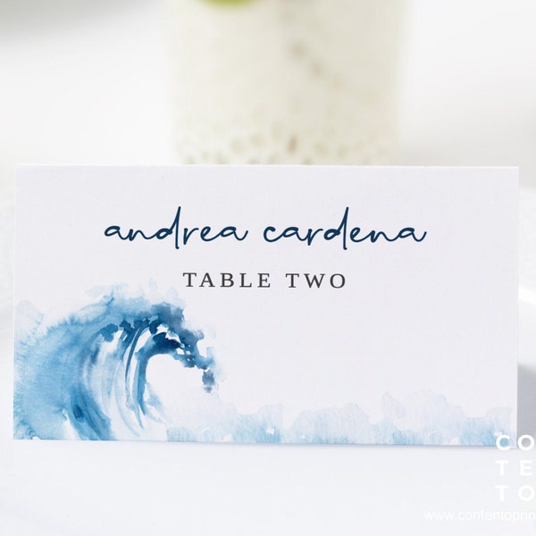 EDITABLE | Ocean Place Card Template, 0012AA