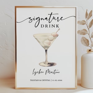 EDITABLE | Lychee Martini Bar Sign Template, 0042AA