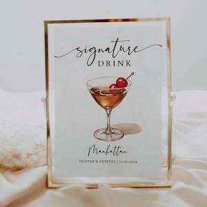 EDITABLE | Manhattan Cocktail Bar Sign Template, 0042AA