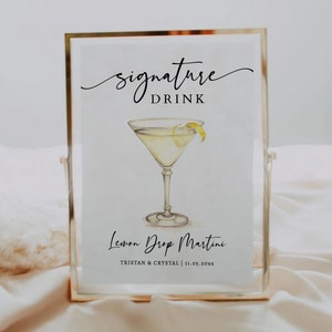 EDITABLE | Lemon Drop Martini Bar Sign Template, 0042AA