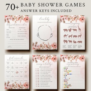 EDITABLE | Floral Baby Shower Games Bundle, Templates, 0025AA