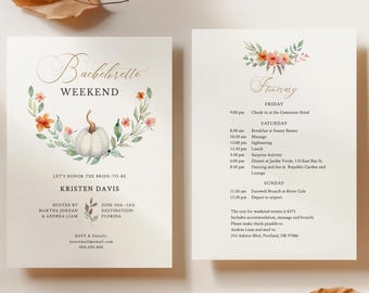 EDITABLE | Pumpkin Bachelorette Party Itinerary Template, 0015AA