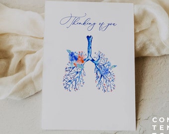 EDITABLE | Lungs Thank You Card Template, 0010AA