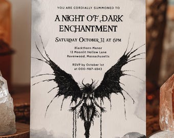 Dark Fairy Halloween Party Invitation, Editable Template, 0074AA