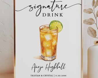 Anejo Highball Cocktail Bar Sign, Editable Template, 0042AA