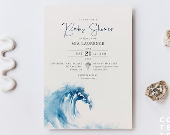 EDITABLE | Ocean Baby Shower Invitation Template, 0012AA