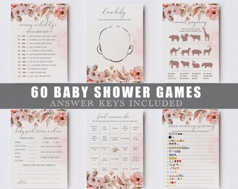 EDITABLE | Floral Baby Shower Games Bundle, Templates, 0025AA