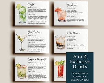 EDITABLE | Cocktail Recipe Card Template, 0042AA