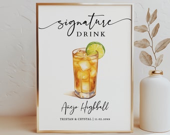 EDITABLE | Añejo Highball Bar Sign Template, 0042AA