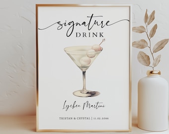 EDITABLE | Lychee Martini Bar Sign Template, 0042AA - Etsy