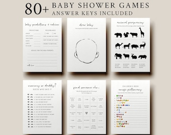 EDITABLE | Minimalist Baby Shower Games Bundle, Templates, 0001AA