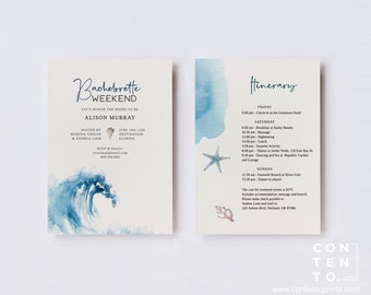 EDITABLE | Ocean Bachelorette Party Itinerary Template, 0012AA