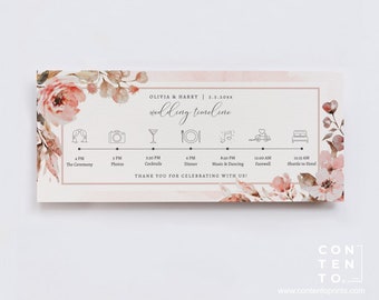 EDITABLE | Floral Wedding Program Timeline, 0025AA