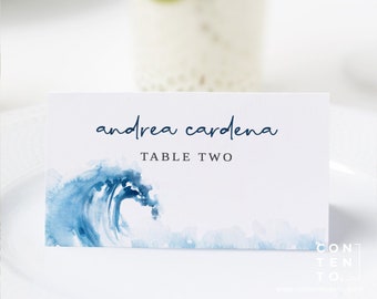 Ocean Beach Wedding Place Card Template,summer Coastal Beach Card ...