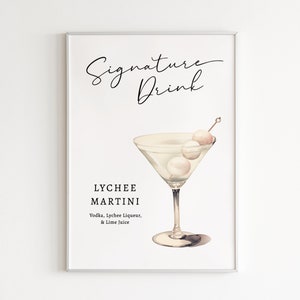 EDITABLE | Lychee Martini Bar Sign Template, 0042AA - Etsy