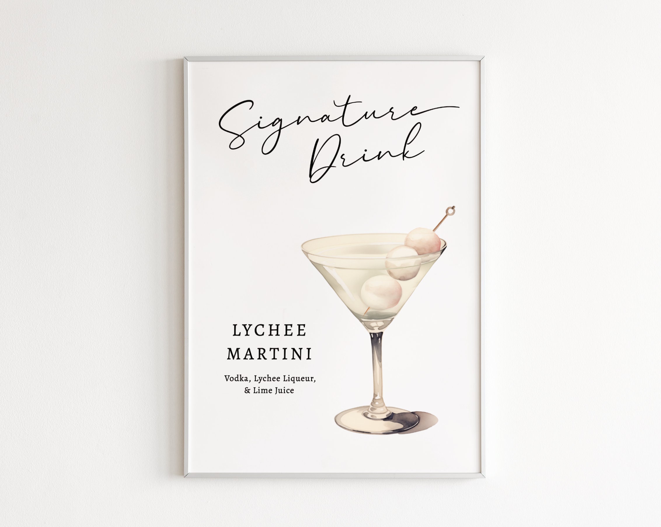 EDITABLE | Lychee Martini Bar Sign Template, 0042AA - Etsy