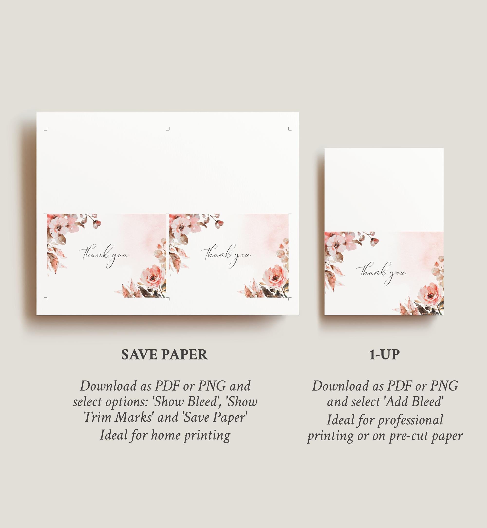 EDITABLE | Floral Thank You Card Template, 0025AA - Etsy