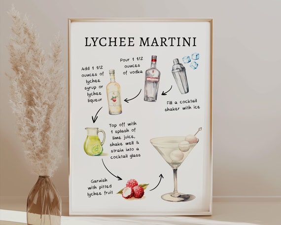 EDITABLE | Lychee Martini Bar Sign Template, 0042AA - Etsy
