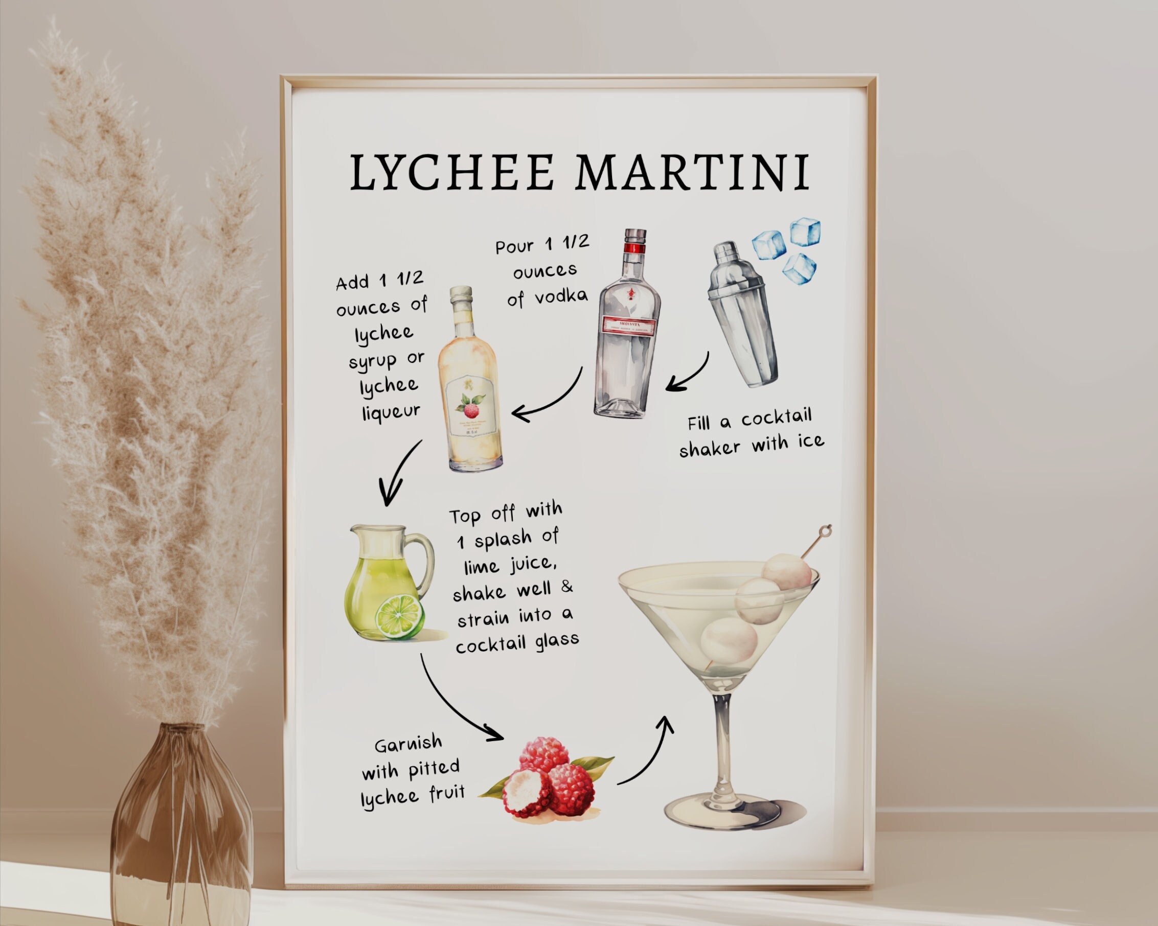 EDITABLE | Lychee Martini Bar Sign Template, 0042AA - Etsy