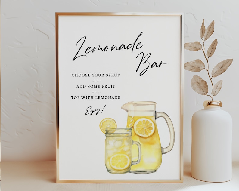 Brighten up your bar with the Lemonade Bar Sign Template! Featuring editable text, this custom template is perfect for promoting your signature cocktail. Easily personalise it to fit your bar's style and highlight your unique lemonade creation.