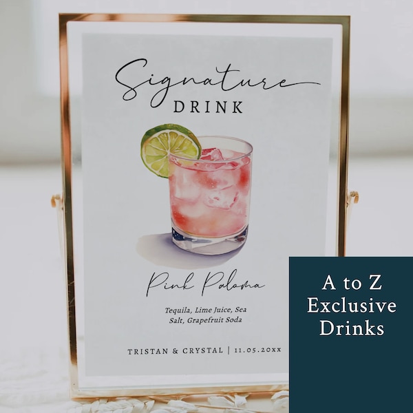 EDITABLE | Signature Drink Sign Template, 0042AA