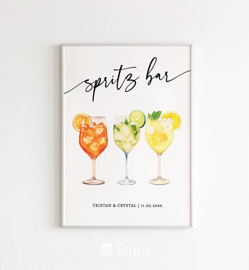 Create a stylish focal point at your bar with the Spritz Bar Sign Template! Featuring editable text, this custom sign is perfect for highlighting your signature cocktails. Ideal for any bar looking to spotlight refreshing and vibrant spritz drinks.