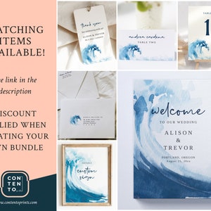 EDITABLE Ocean Wedding Invitation Template Set, 0012AA image 8