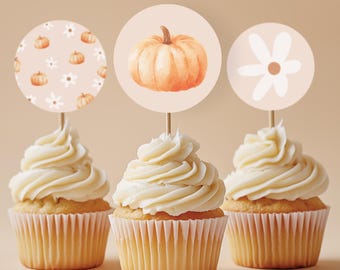 Pumpkin Cupcake Toppers Template, Printable, 0063AA