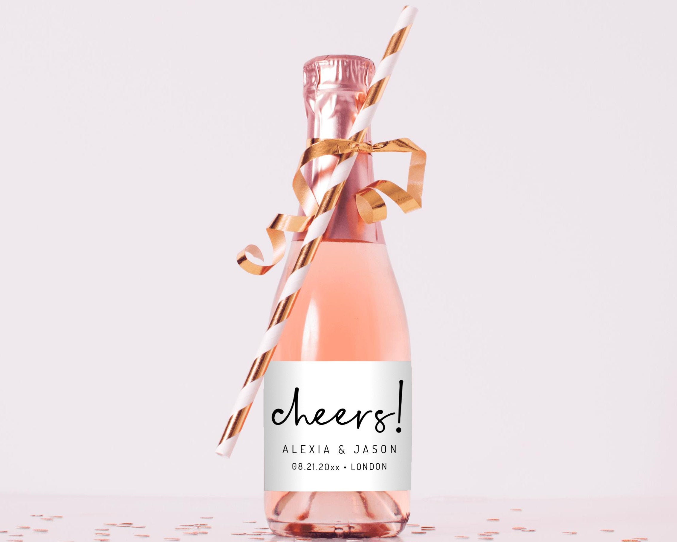 EDITABLE Mini Champagne Bottle Label Template Wedding Favor Etsy UK
