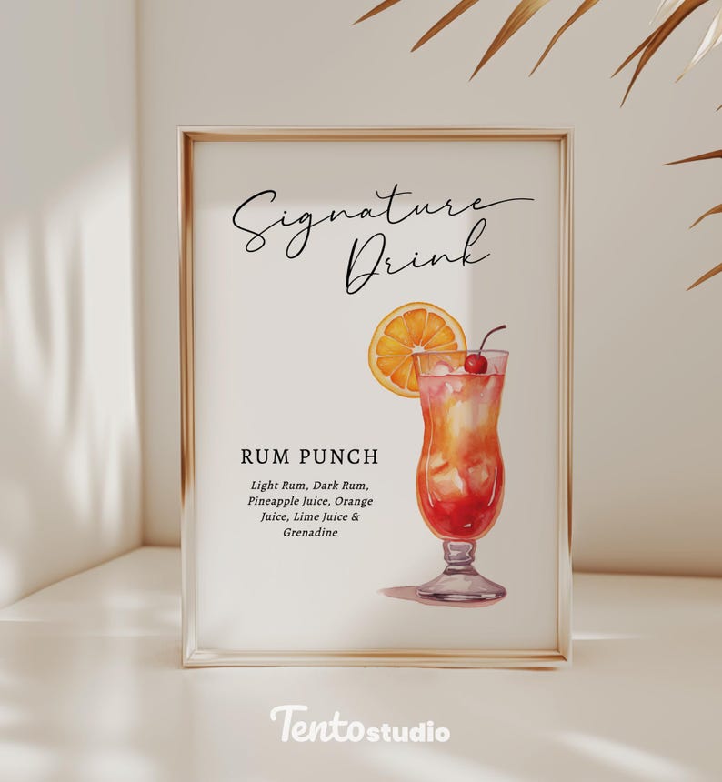 EDITABLE | Rum Punch Bar Sign Template, 0042AA - Etsy Canada